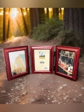 Burnes of Boston State Street 5x7in Triple Collage Wood Photo Picture Frame Vtg